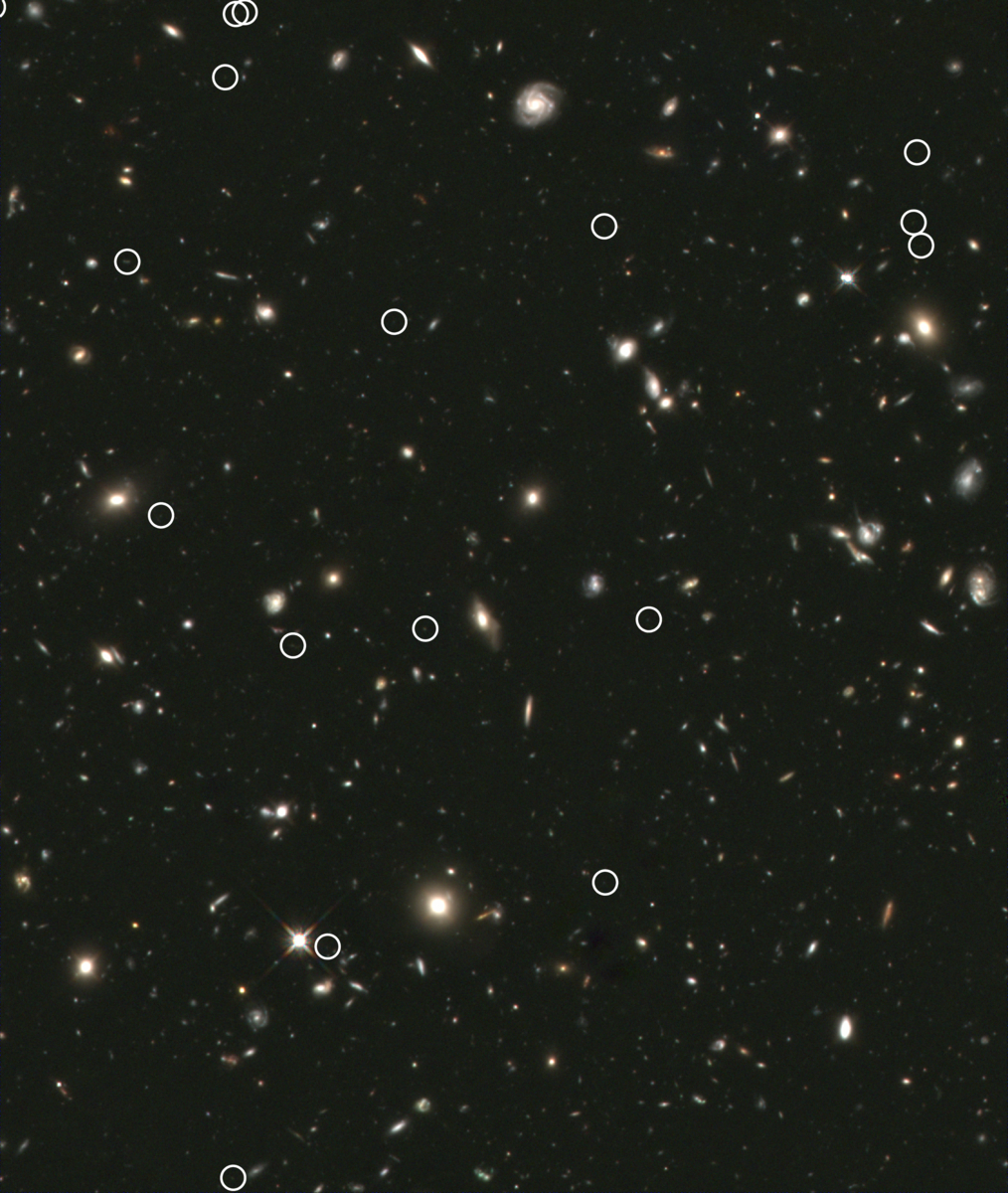 true color image of the central regions of the Hubble Ultra-Deep Field constructed from the most sensitive near-IR imaging ever obtained.
